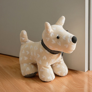 Butée de porte décorative en tissu, motif chien de dessin animé, forme pouf, poupée mignonne, anti-vent, anti-collision, fixation au sol, usage domestique quotidien - Product Image 3