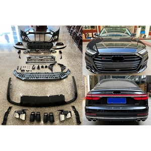 Kit carrosserie avant et arrière OUER 2019-2021 avec découpes pour feux antibrouillard, montage par vis, mise à niveau universelle, compatible Audi A8 - Product Image 1