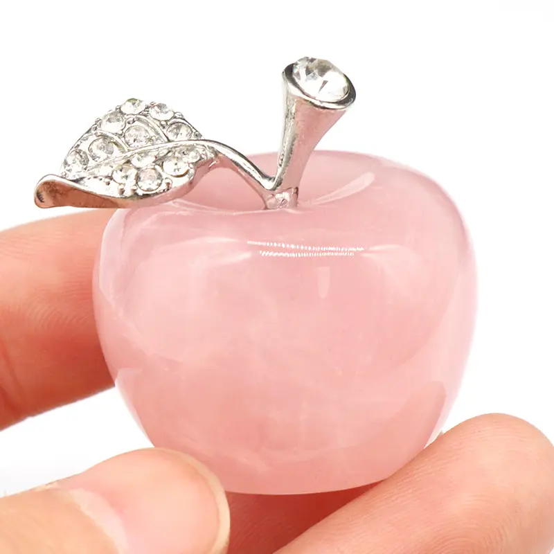 30mm Natural Crystal Stone Apple Figurine Ornamentos Paperweight Presentes Ideal para Casamento Aniversário Natal e Decoração Home