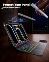 Étui pour iPad Pro 11 pouces M5 2025 M4 2024 avec clavier noir détachable, support réglable, clavier rétroéclairé, OEM ODM