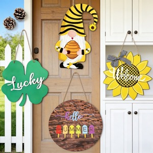 Colgante Decorativo para Puerta de Madera con Diseño de Abeja, Girasol y Trébol de Cuatro Hojas, Amuleto de <span class=keywords><strong>la</strong></span> <span class=keywords><strong>Suerte</strong></span> - Product Image 2