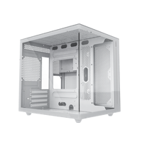 ALSEYE Casing Komputer Kaca Tempered, Casing Jendela & Desktop Gaya Gaming Panel Kaca Tempered dengan Port USB 3.0 I/O