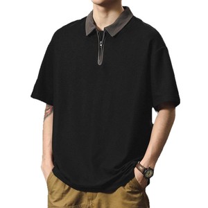 Polo da uomo stile giapponese retrò, estiva, pesante, ampia, con cerniera, sportiva, a maniche corte, di marca alla moda - Product Image 5