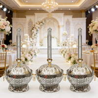 Réchaud de buffet rond en acier inoxydable 8,0 L pour banquets d'hôtel et mariages, chauffe-plats argenté à alcool