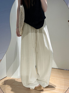 Nay1il all'ingrosso della fabbrica di estate <span class=keywords><strong>donna</strong></span> <span class=keywords><strong>pantaloni</strong></span> larghi di <span class=keywords><strong>lino</strong></span> a vita alta <span class=keywords><strong>pantaloni</strong></span> Casual larghi - Product Image 2