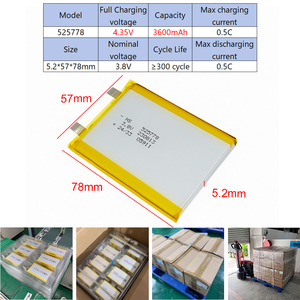 Batterie Li-Polymère de Remplacement 525778 3.8V 3600mAh, Batteries Lithium-Ion pour Pack de Batteries d'Ordinateur Portable 11.4V 15.2V 7200mAh - Product Image 2