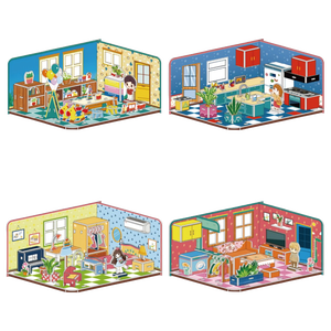 โมเดลบ้านประกอบ 3 มิติ ตัวต่อกระดาษ DIY เฟอร์นิเจอร์กระดาษแข็ง ของเล่นประกอบเอง ของเล่นเสริมพัฒนาการสำหรับเด็ก - Product Image 1
