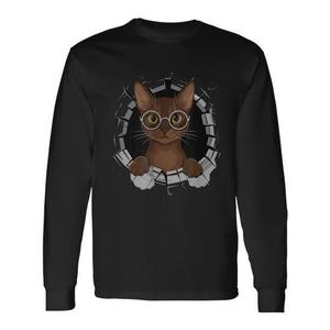 Camiseta de manga larga con diseño artístico de gato birmano y gafas de sol para hombres y mujeres, ropa unisex - Product Image 1
