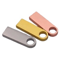 Flash Drive Usb cincin logam Mini, 2.0 3.0 128M 64GB Logo kustom