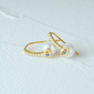 CANNER S925 Sterling Silver Pearl <b>Earring</b> Hanging Vintage Eyes <b>Hook</b> <b>Earring</b> Pearl 18k Gold Plated Jewelry <b>Earrings</b> - Product Image 2