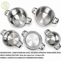 10 pièces casseroles et poêles en acier inoxydable ensemble cuisines à induction casserole 304 ustensiles de cuisine pour ustensiles de cuisine de haute qualité