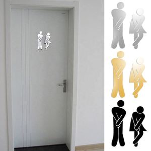 Autocollant Miroir 3D Amovible Homme Femme, Panneau de Signalisation pour Toilettes, Autocollants de Porte de Salle de Bain, Décoration Murale Maison, Décalcomanie, Panneau d'Entrée DIY - Product Image 3