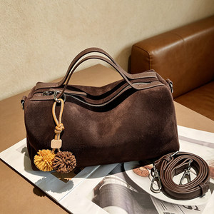 Bolso Ando de Cuero Genuino Nubuck, Bolso Boston para Mujer, Estilo Vintage, con Asa Superior y Correa Cruzada - Product Image 4