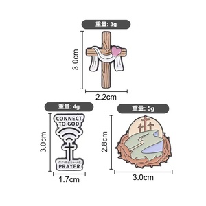Broches religieuses créatives en alliage de zinc avec placage nickel noir - Motif Croix de Calvaire et Connexion à Dieu - Product Image 5