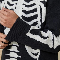 Pulls en acrylique 100% pour hommes, décontractés, d'hiver, à motif graphique surdimensionné, motif jacquard squelette, col rond, manches longues
