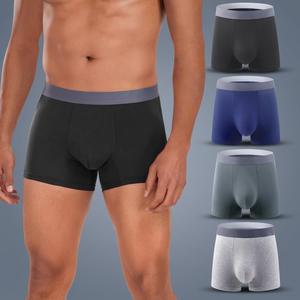 Calzoncillos bóxer retro de algodón para hombre, de talle medio, tejidos, de color liso, transpirables, cómodos, paquete de cuatro, para uso diario, talla XL - Product Image 4