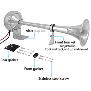 Fort 115dB puissant simple/Double trompette en acier inoxydable <span class=keywords><strong>klaxon</strong></span> d'air de Train électrique marin pour bateaux ou RV ou camions Chrome 12/24V - Product Image 5