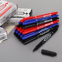Marqueur permanent double pointe oblique de haute qualité, couleurs noir, rouge, bleu, écologique, imperméable, séchage rapide, double face