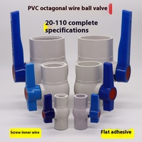 Robinet à boisseau sphérique manuel octogonal en PVC Suban, mâle, tout plastique, avec fil adhésif intérieur, personnalisable, OEM, raccords de vanne d'eau pour usage domestique
