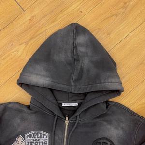 Topshow Streetwear Custom Acid Wash <b>Hoodie</b> Manufacturer Sun Faded French Terry <b>Vintage</b> Distressed Embroidered <b>Zip</b> <b>up</b> <b>Hoodie</b> - Product Image 5