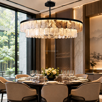 Lustre suspendu en cristal à double niveau de luxe, texture naturelle, pour hall d'hôtel, villa, salle à manger, éclairage de projet