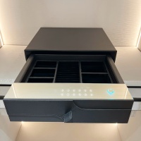 Tiroir en cuir monocouche avec serrure à empreinte digitale et mot de passe, revêtement en cuir de qualité supérieure pour bijoux, objets de famille, maquillage, rangement de coiffeuse