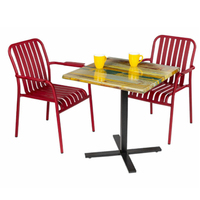 Table à manger moderne en fonte et mélamine de Foshan, chaise robuste en aluminium empilable pour restaurant, école, extérieur, villa, salon
