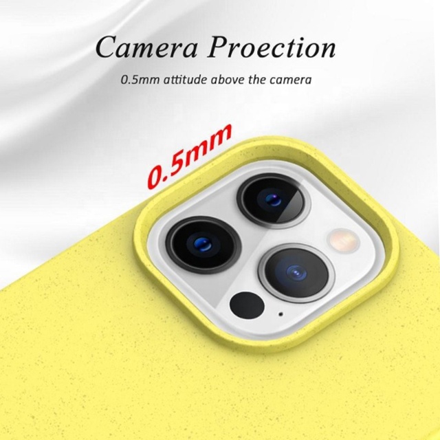 Biodegradable Eco-Friendly Degradable for Apple iPhone Series Case with Camera Protector Customized Logo Wheat Straw Phone Case