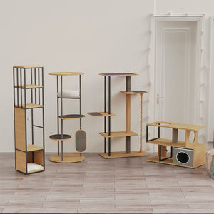 YOUME lujo moderno gato Torre minimalista multinivel gato árbol cama Scratch Pad pasos clásico madera lana gato condominio para Halloween - Product Image 2