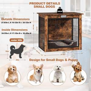 กรงสุนัขไม้ โครงสร้างแข็งแรง ขนาดเล็ก พร้อมประตูคู่และกุญแจ สไตล์ชนบท แข็งแรงมั่นคง ประกอบง่าย - Product Image 3
