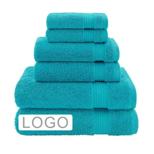 Toalla de baño de algodón 100% con logotipo personalizado, juego de toalla de hotel con absorción de agua, barato, superseco, venta al por mayor