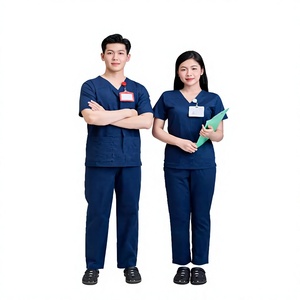 3% Spandex WFX-CVC Fabric FMF Needle Unisex 45% Polyester Detection In-Stock Vietnamese Medical Scrub Set 52% Cotton Uniforms - Product Image 1
