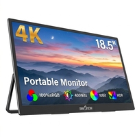 Moniteur portable 4K UHD de 18,5 pouces, écran IPS HDR Plug and Play, support réglable à 180°, couleur 10 bits, USB C pour le travail multi-tâches