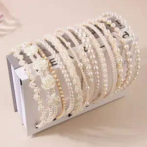 Newest Fashion Lucky Elegant White Multiple Styles Pearl Smooth Tress Ties Cushy Cinch Bands Wedding Holiday Hair Band