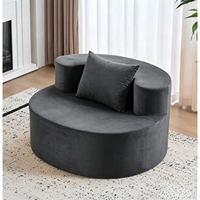 Moderne Gepolsterte Stoff-Chaiselongue mit Tiefsitz, Ergonomischem Kissen, Gebogener Rückenlehne und Armlehnen für Wohnzimmer und Schlafzimmer