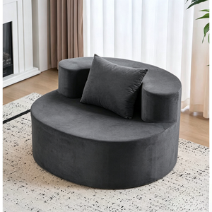 Canapé Chaise Longue Moderne en Tissu Rembourré avec Assise Profonde, Coussin Ergonomique, Dossier Courbé et Accoudoirs pour Salon et Chambre à Coucher - Product Image 1