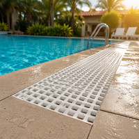 Grille de protection en FRP blanc pour canal de trop-plein de piscine |   Panneau de grille en fibre de verre antidérapant découpé sur mesure pour usage industriel