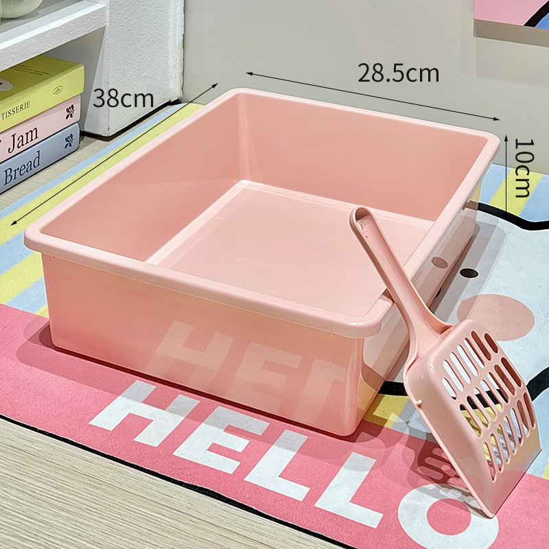 Caja de arena cuadrada rosa con tapa abierta