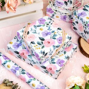 Pink Flowers <b>Wrapping</b> <b>Paper</b> 17 Inch X 16.5 Feet Double Side Eco Friendly Gift Craft Packaging - Product Image 6