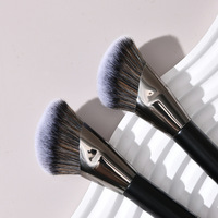 Pinceau de maquillage professionnel 2-en-1 à double extrémité, à poils doux, pour fond de teint et contouring, pinceau plat et coudé pour estomper les couleurs, ensemble de pinceaux de maquillage