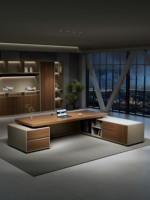 Ensemble de mobilier de bureau design moderne, bureau de direction et chaise, tables de bureau modulaires en bois en forme de L et ensemble de chaises