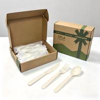 Ensemble de couverts de fête écologiques de qualité alimentaire, résistants, anti-graisse, blancs et noirs, en PLA biodégradable, jetables, avec logo personnalisé
