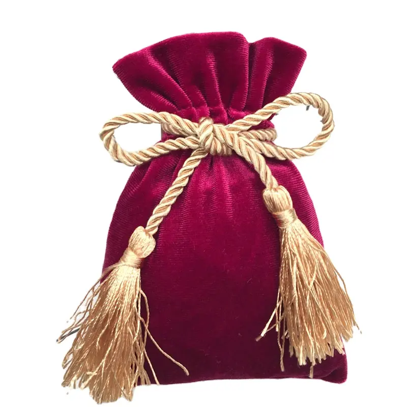 Nuovo vino rosso oro borsa di flanella di seta tasca pacchetto sacchetto di caramelle in stile cinese forniture per matrimoni sacchetto di caramelle regalo sposa