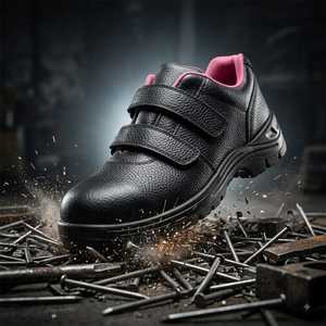 Chaussure industrielle légère à semelle simple densité en PU avec doublure en maille rose, idéale pour la construction en usine, avec embout en acier – Forte demande - Product Image 1