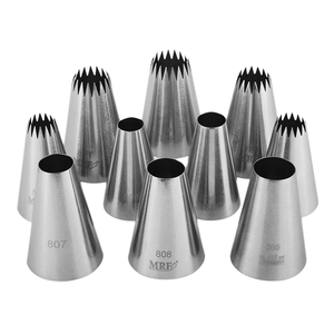 Lot de 10 douilles à pâtisserie en acier inoxydable, embouts de décoration de gâteaux, outils de cuisson réutilisables, résistants à la corrosion - Product Image 1