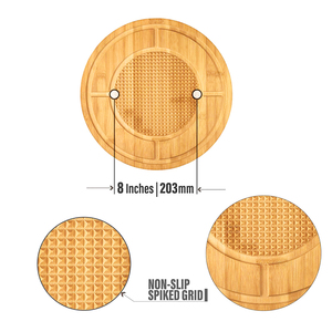 Tagliere per intaglio in bambù blocco da macellaio per bistecche per impieghi gravosi con scanalature profonde tagliere in legno per cucina - Product Image 6