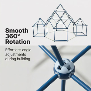 Kit de construction de tente-fort éducatif DIY 145 pièces, jouets interactifs parent-enfant, blocs de construction rotatifs - Product Image 5