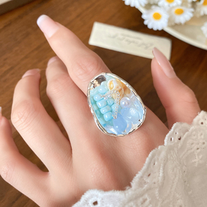 Bagues pour femmes tendance 2026 : Nouvelle collection Océan Bleu au design créatif, style doux et luxueux, vente en gros de bijoux. - Product Image 3