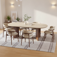 Table à manger ovale moderne en bois massif avec 6 chaises pour restaurant et maison