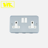 WK métal plaqué 13A 2 prises commutées, gris
